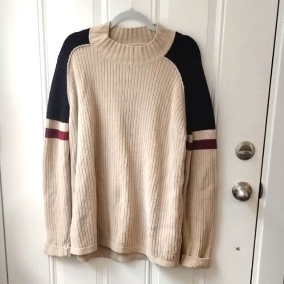 SONOMA 100% COTTON Beige Ribbed Knit Sweater Sz L - Picture 1 of 7